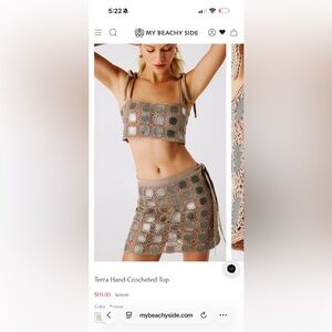 My Beachy Side Crochet Skirt Set - Tan and Cream